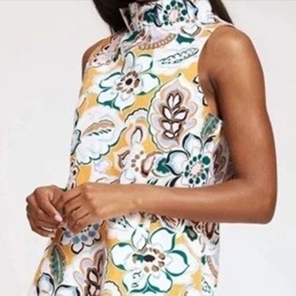 Tyler Boe Tops - Tyler Boe Womens Medium Stella Mecho Floral Ruffle Neck Back Bow Floral Tank Top